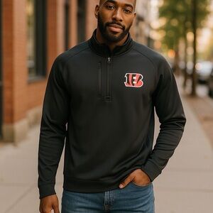 Antiqua Cincinnati Bengals Athleisure Casual 1/4 Zip Men’s Pullover Jacket Sz XL